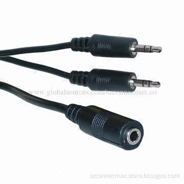 3.5mm Dual-stereo Female to Male Y Cables with 28AWG Wire Gauge